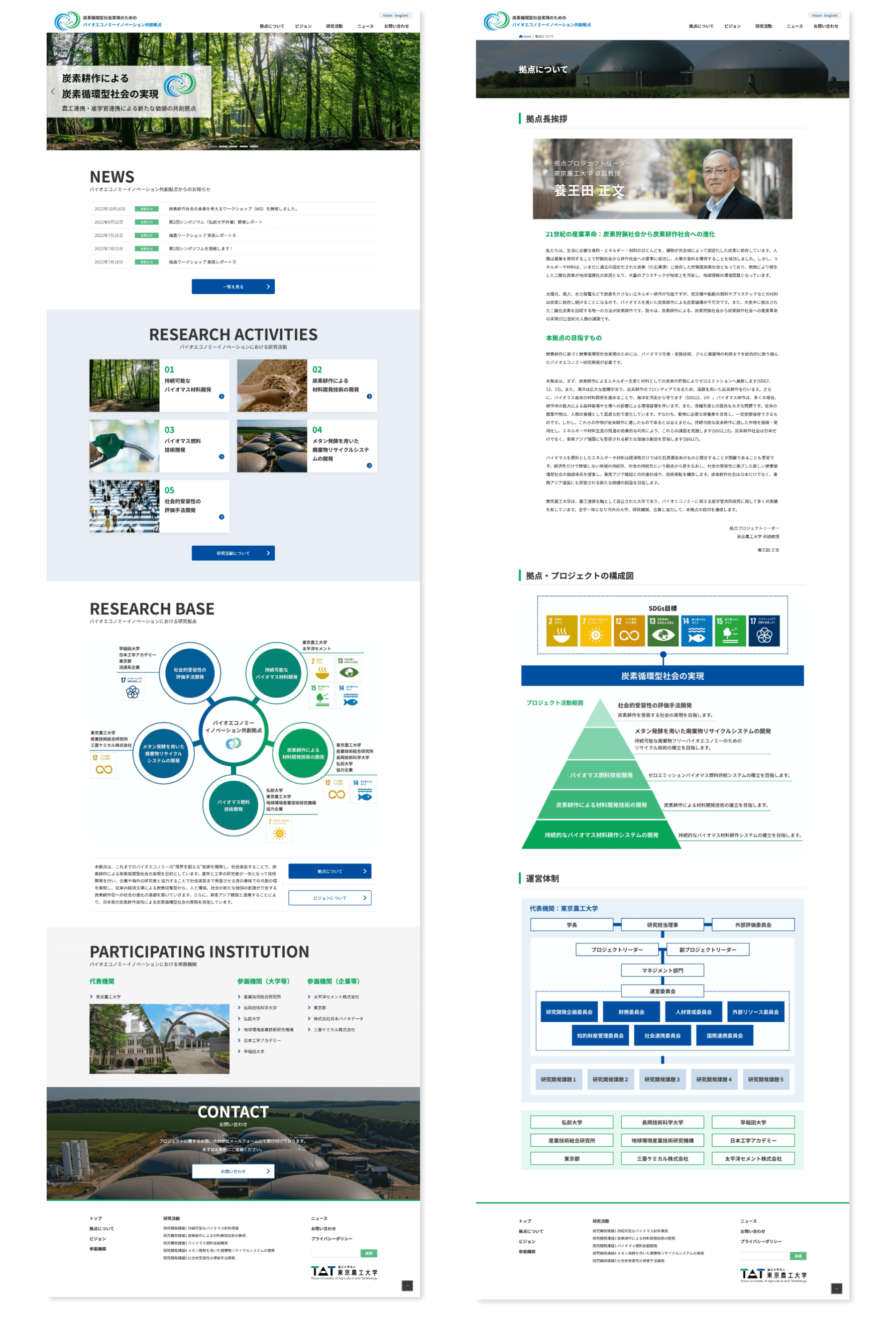 国立大学法人東京農工大学バイオエコノミーイノベーション共創拠点のPC版トップページ